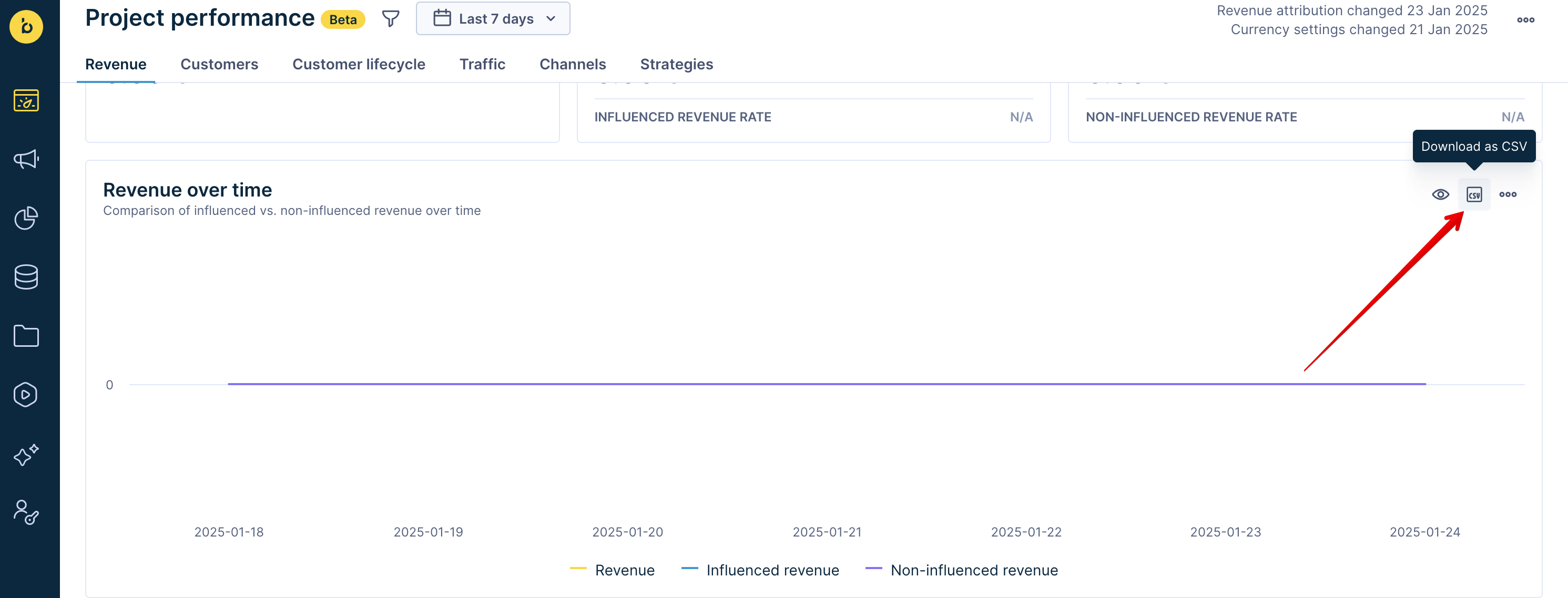 Image showing option to download CSV file.