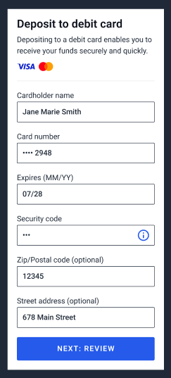 Card Onboarding iFrame (Mobile)