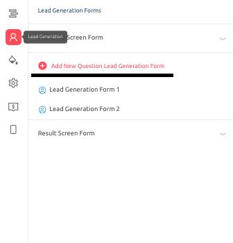 Add New Question Lead Generation Form