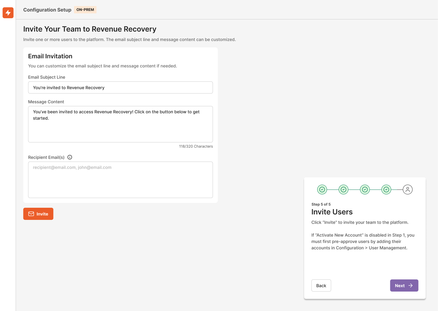 On-Prem Invite Users