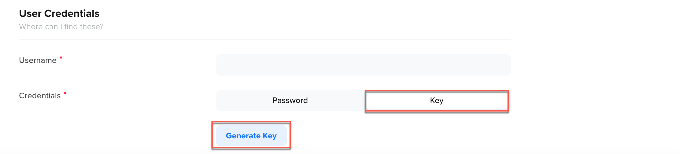 User Credentials - Key