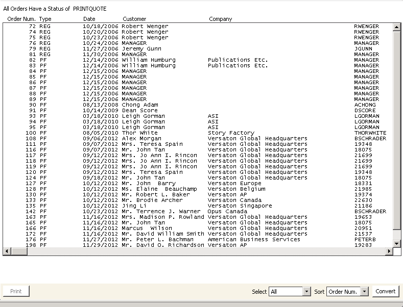Desktop: Orders > Process orders > Print quotes