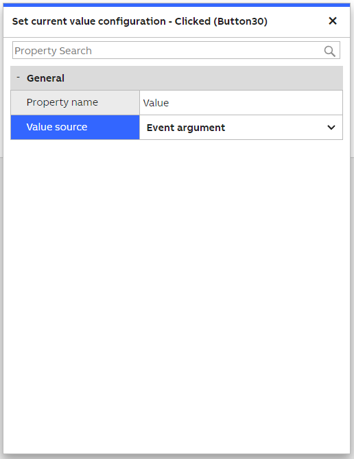 Configuring current value updating. In this case the Event argument value is used a the new current value.
