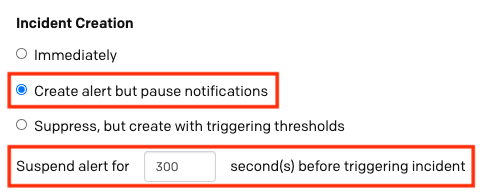 Create alert but pause notifications