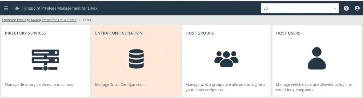 Entra ID tile in Directory Services configuration