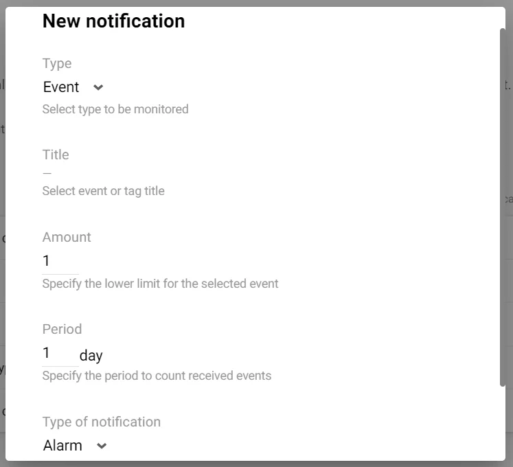 Notification parameters