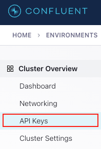 Screen capture of the sidebar with API Keys selected.