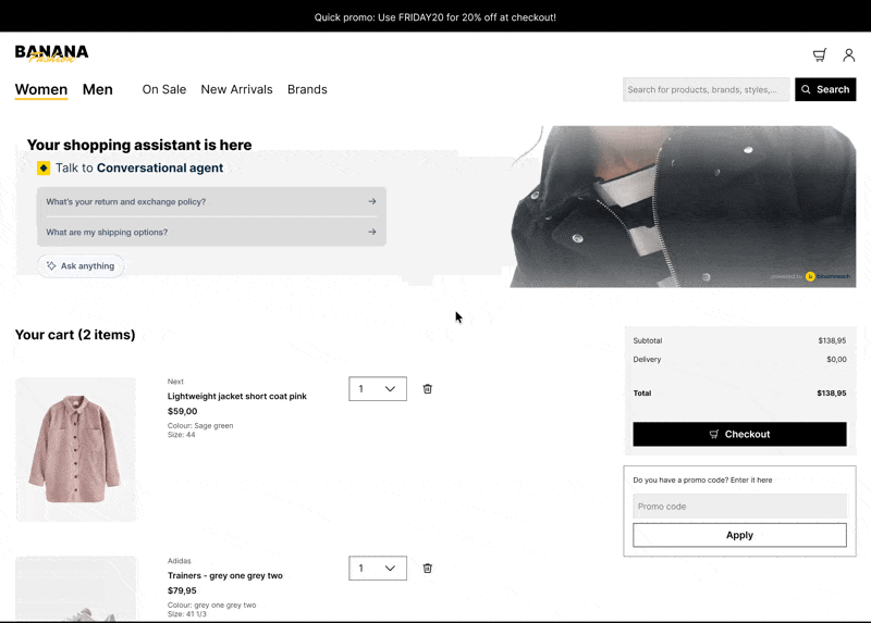 Checkout widget to assist shoppers.
