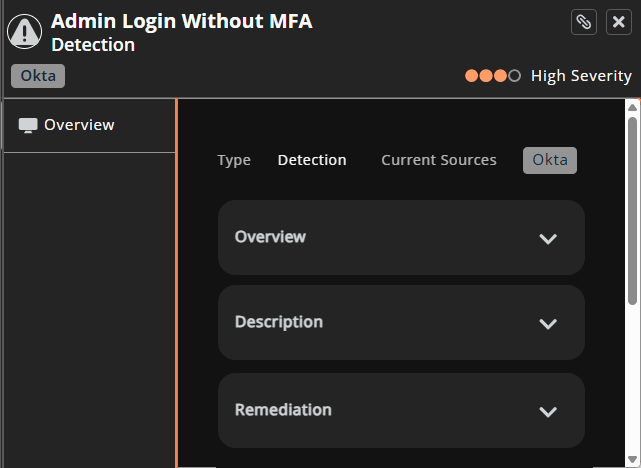 Detections overview panel