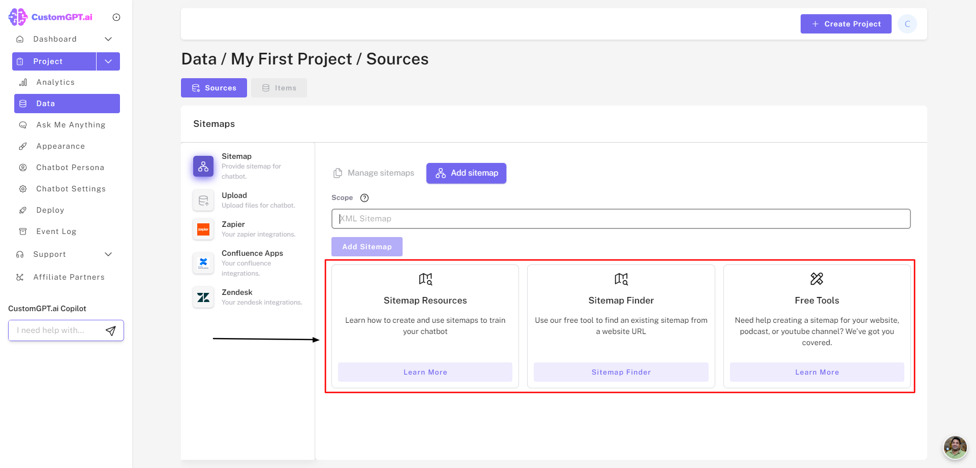 Sitemap options