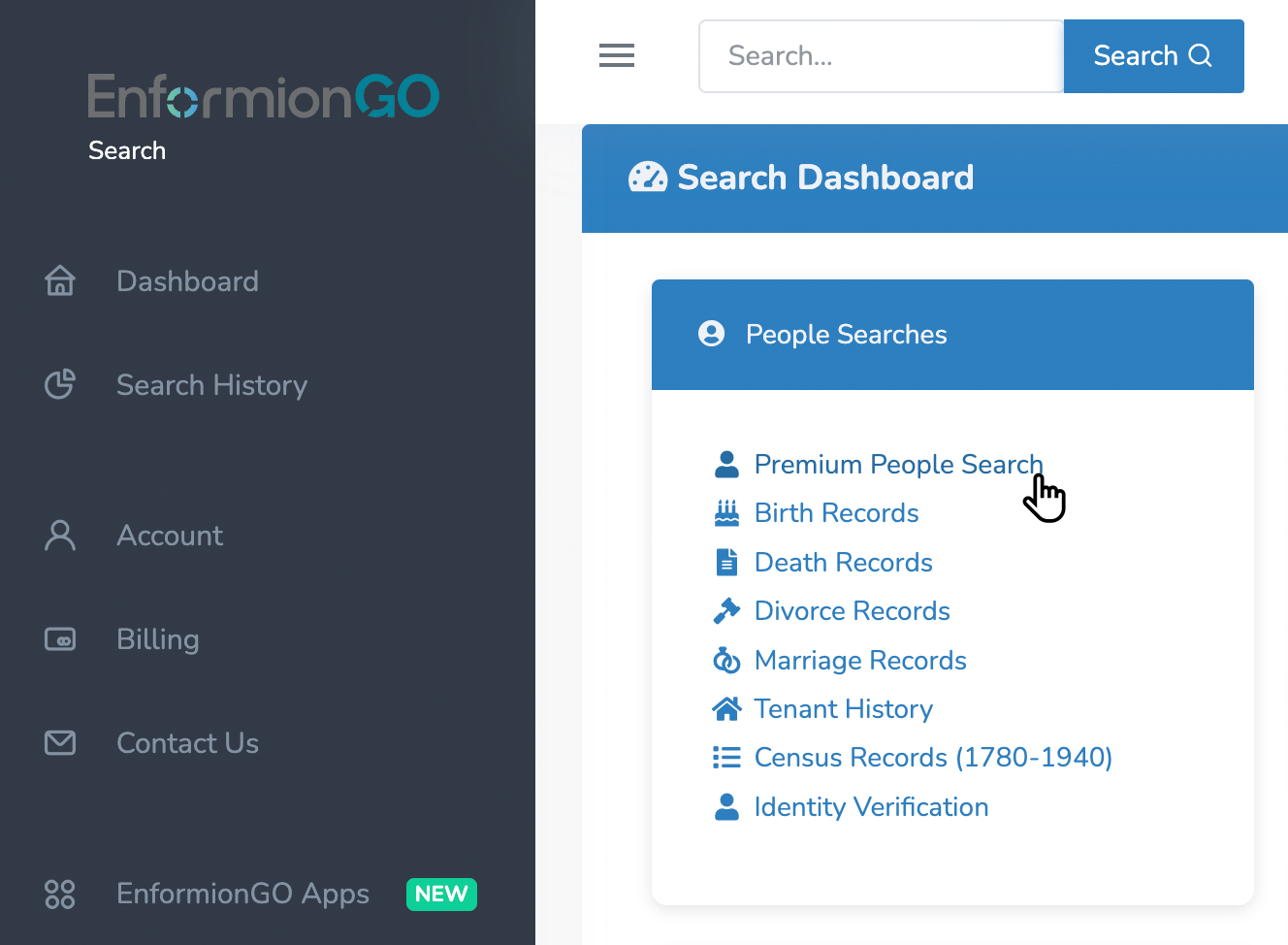 Enter person information such as a TahoeId and click Search.