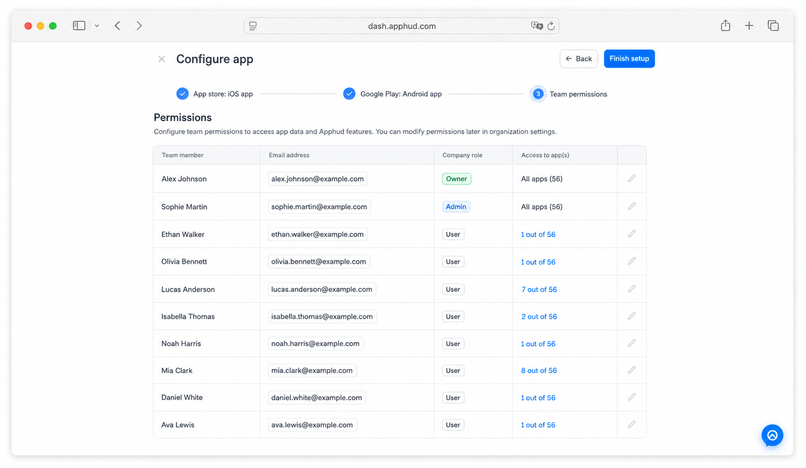 Apphud - New App registration: team configuration
