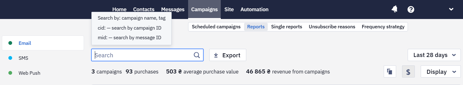 Searching Reports