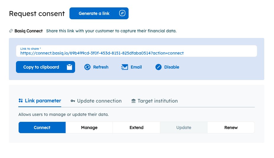 Request Consent with various options