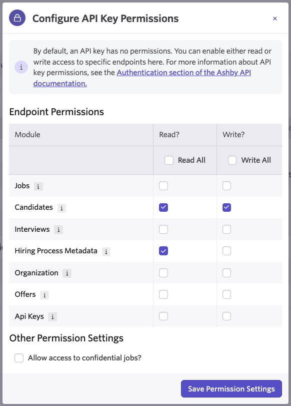Editing API Key Permissions