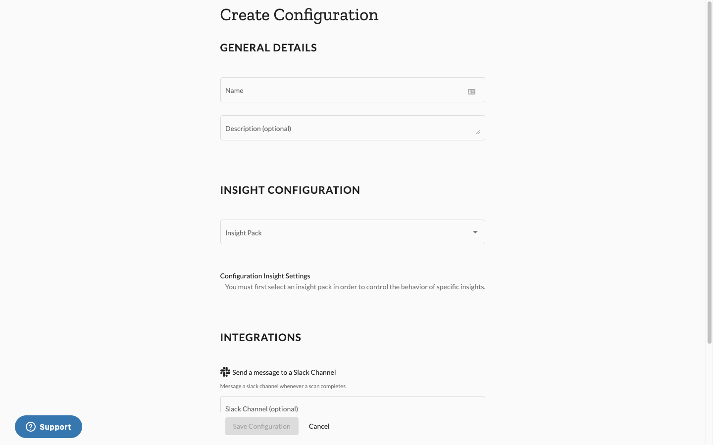 Create Configuration Form