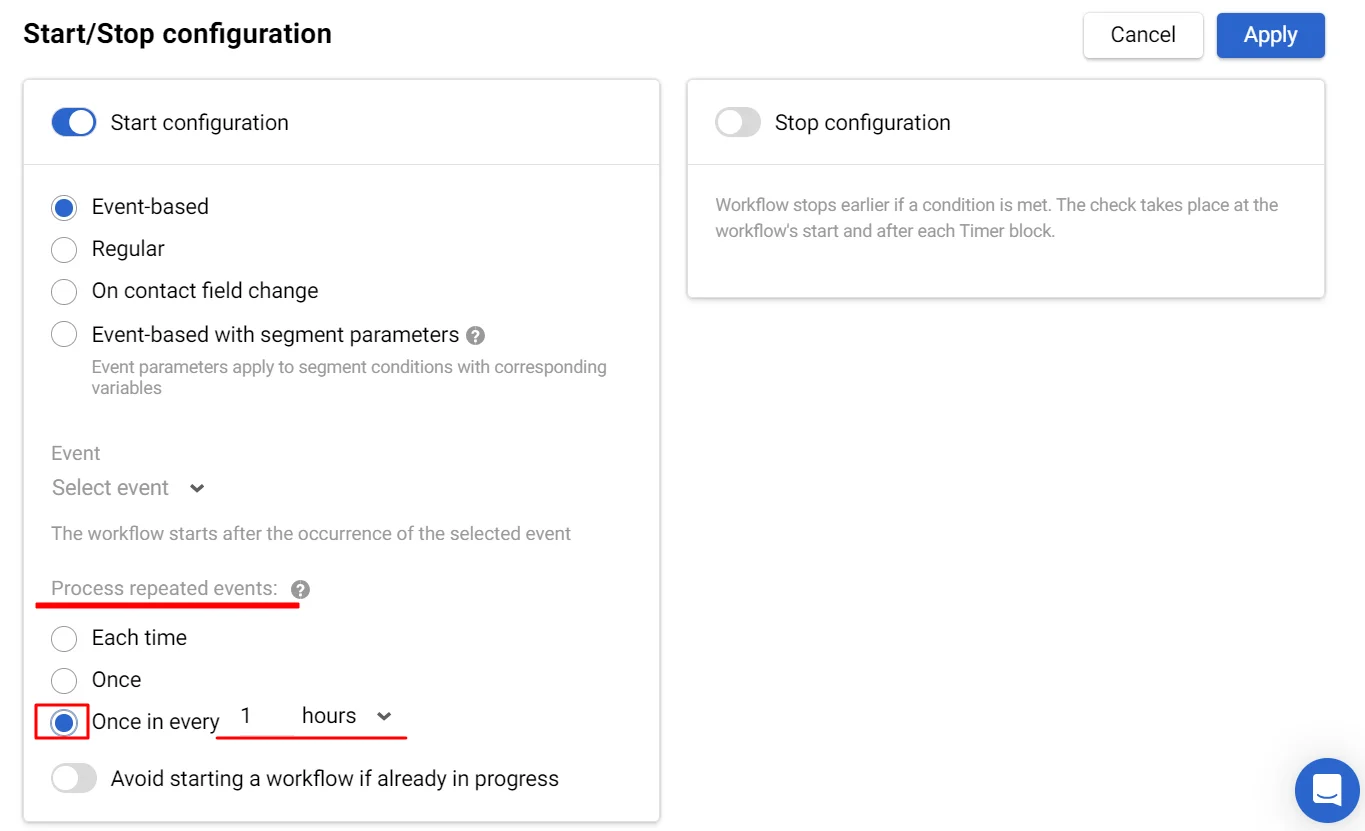 Selecting Process unique events