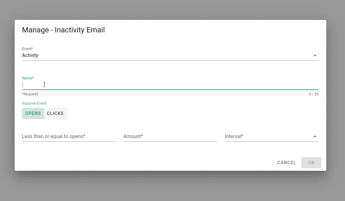 Customizing the Email 'Activity' Funnel Event in the Funnel builder.