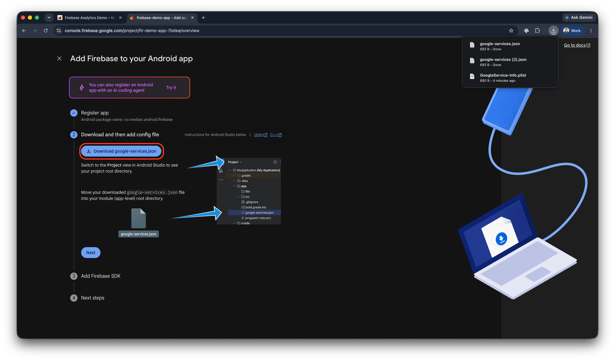 Download the google-services.json configuration file