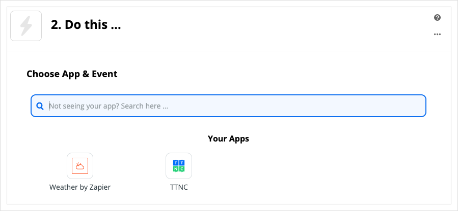 Select the TTNC Zapier App.