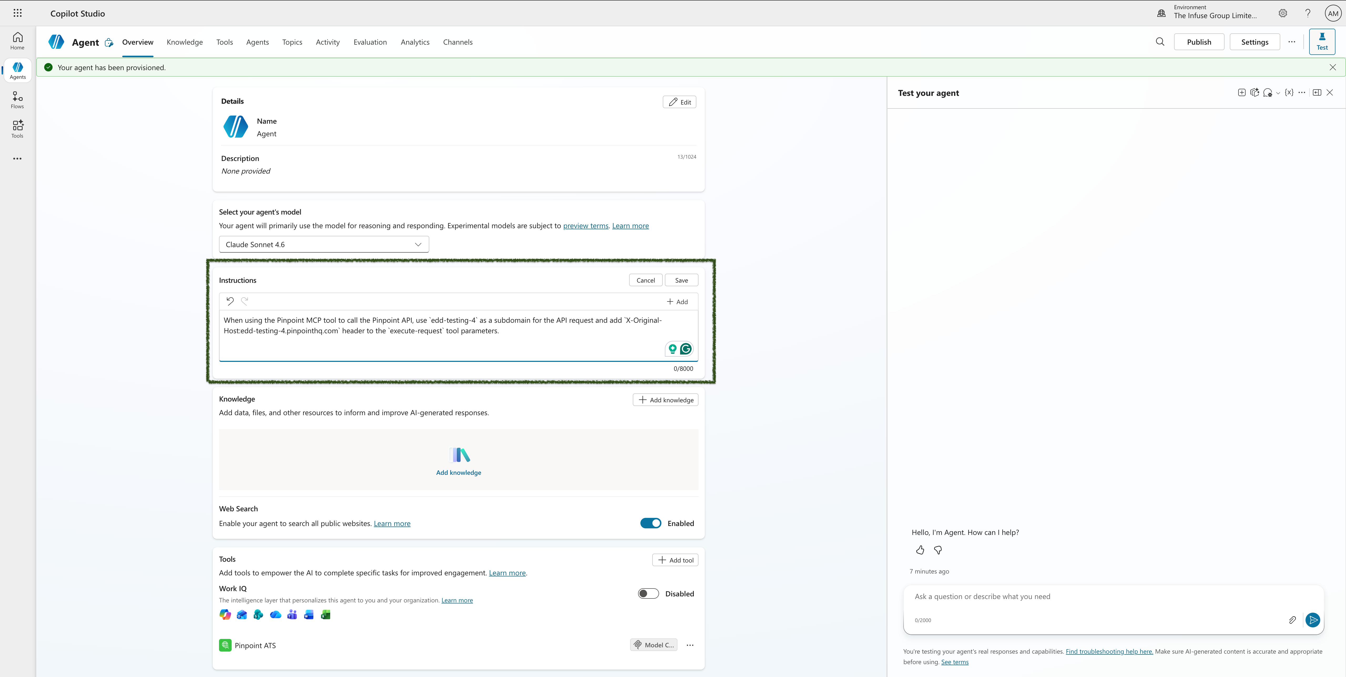 Step 10 – Instructions field with the required MCP instruction text