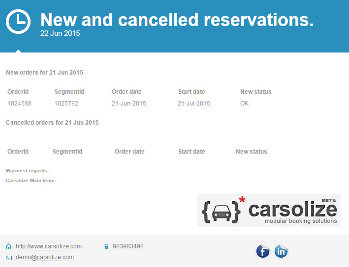 New & Cancelled reservations

