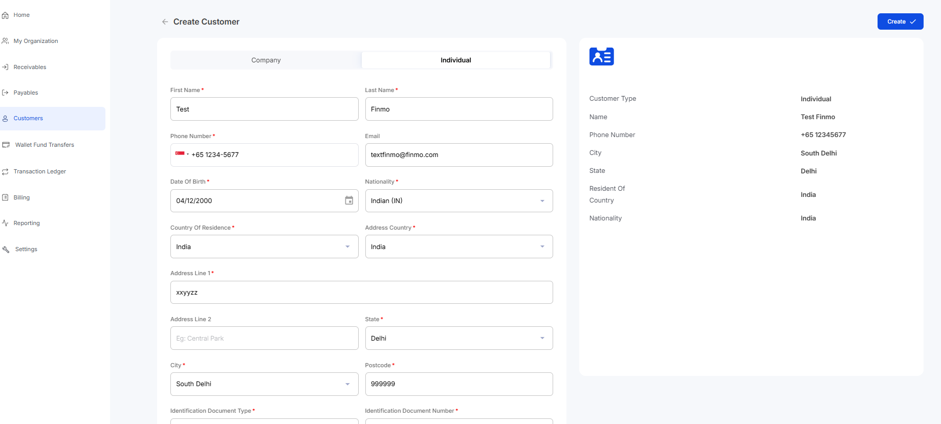 Create Customer