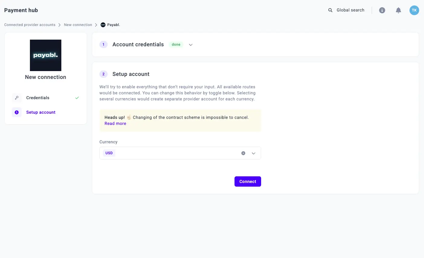 Provider connection form - Step 2