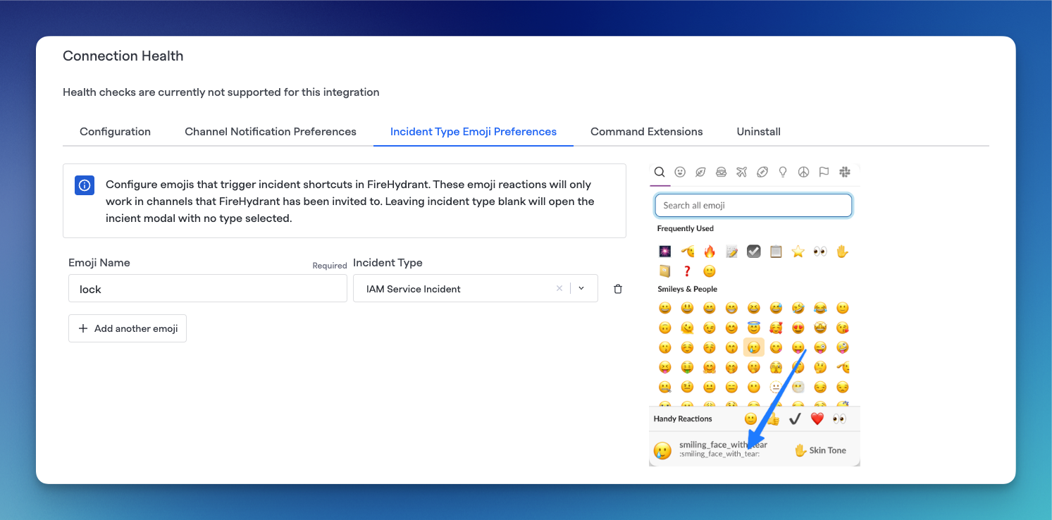 Incident type emoji settings