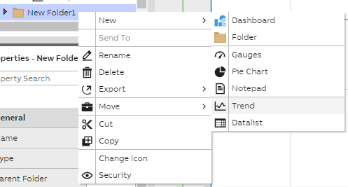 Creating a new trend may be done on the same menu as creating a new dashboard.