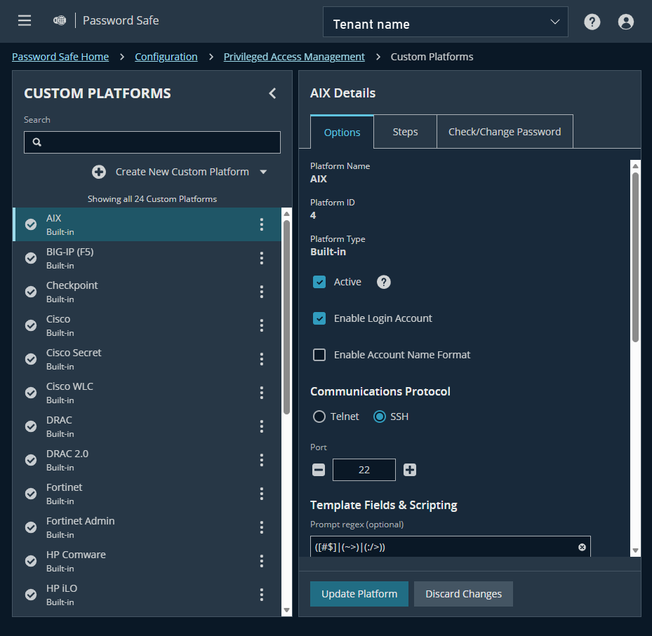 Custom Platforms page