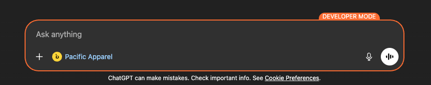 App connected in chat