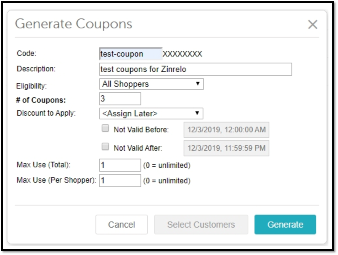 generate coupon