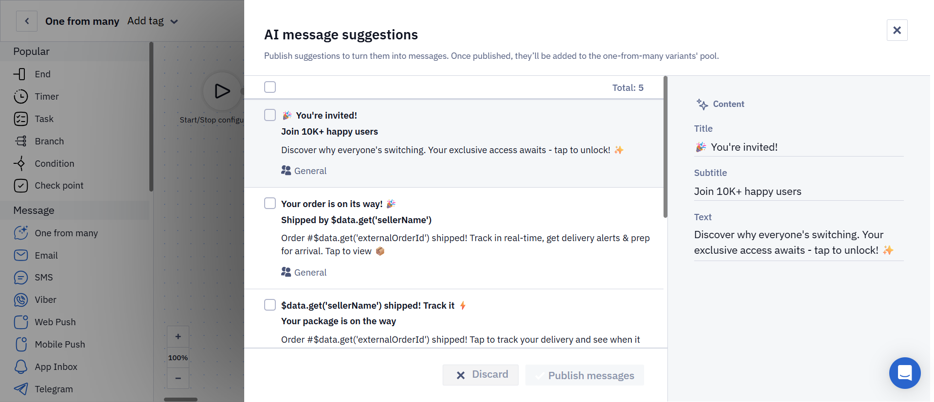 AI-Generated Mobile Push Messages