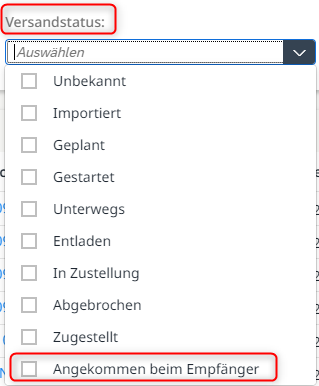 Statusmeldung "Angekommen beim Empfänger"