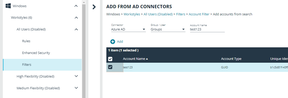 Active Directory connectors in the EPM for Windows and Mac Policy Editor