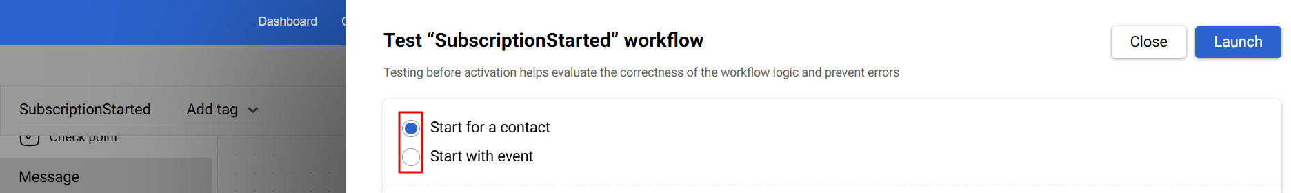 test workflow
