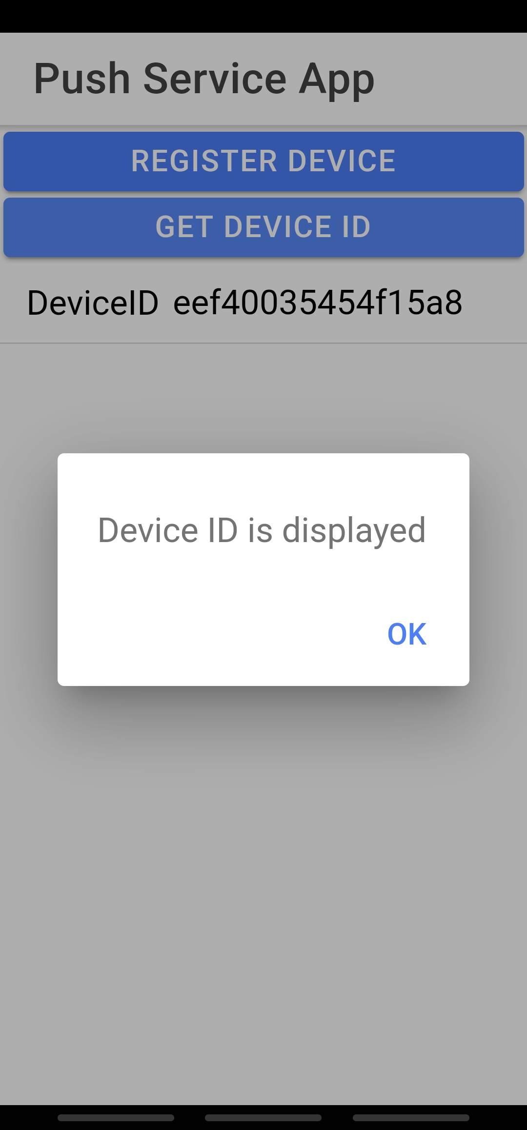 Android Device ID displayed on the device screen
