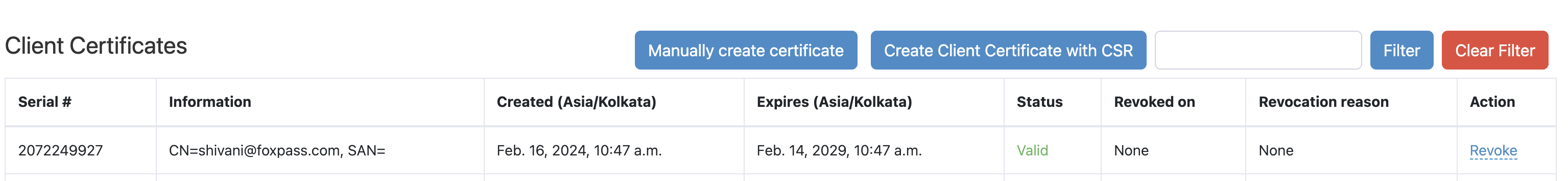 Foxpass Client Certificate