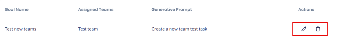 Screenshot of the conversation goals actions