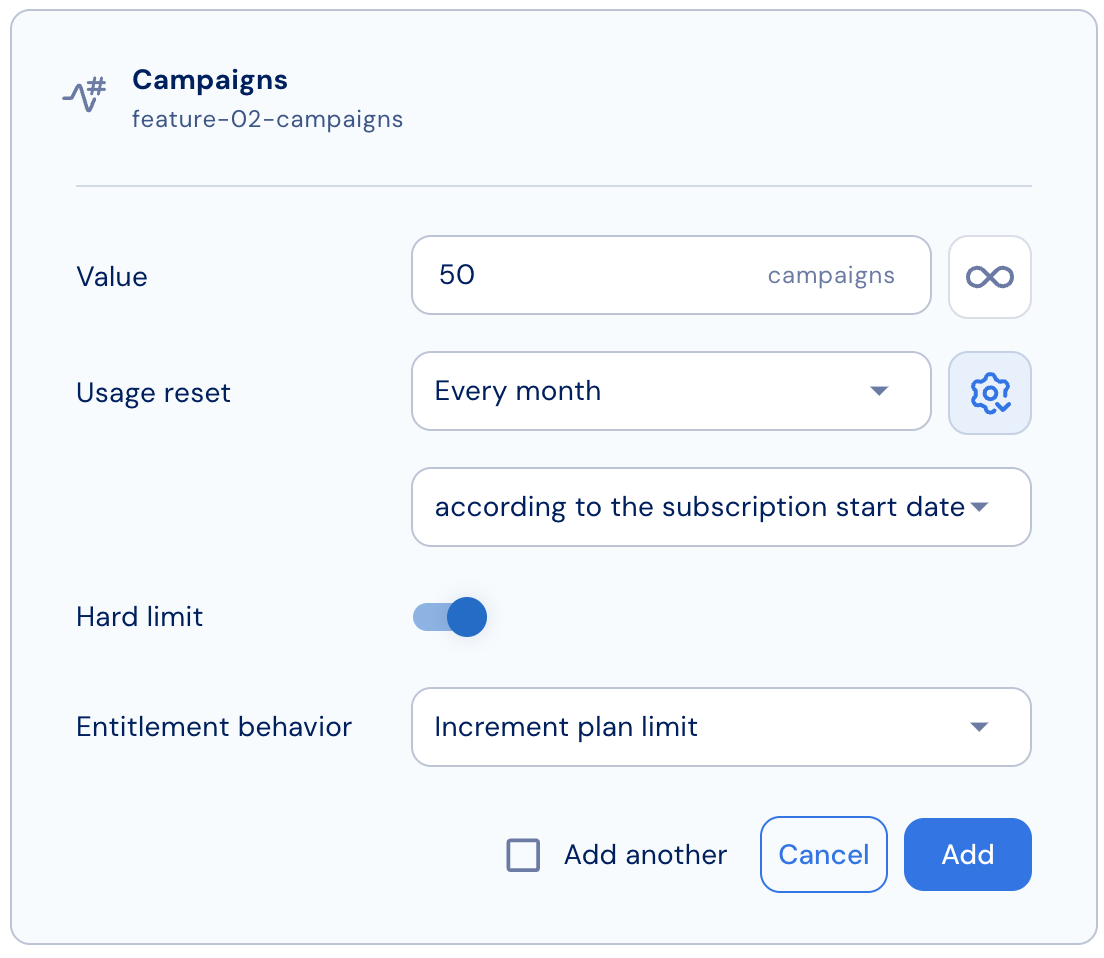 Advanced usage reset configuration