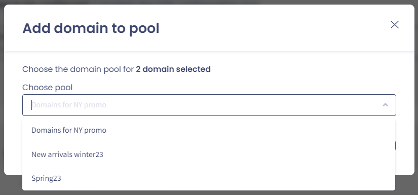 Screenshot of the **Add domain to pool** dialog