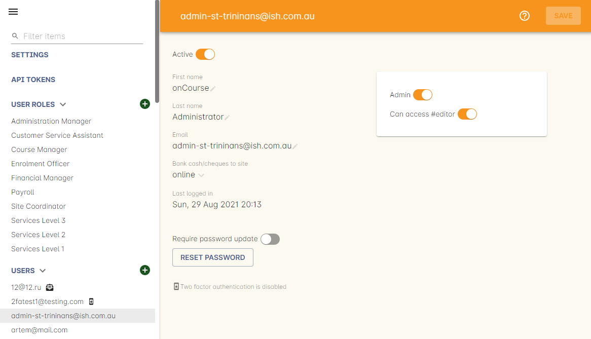 Figure 32. Viewing a user account