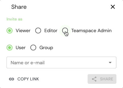 Adding a new Teamspace Admin