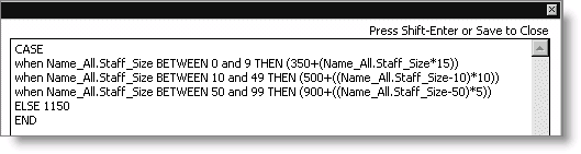 Expanded Source Field showing SQL CASE Statement