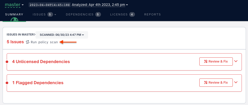 If your newly added license is in compliance with your policy, your issue count should go down.