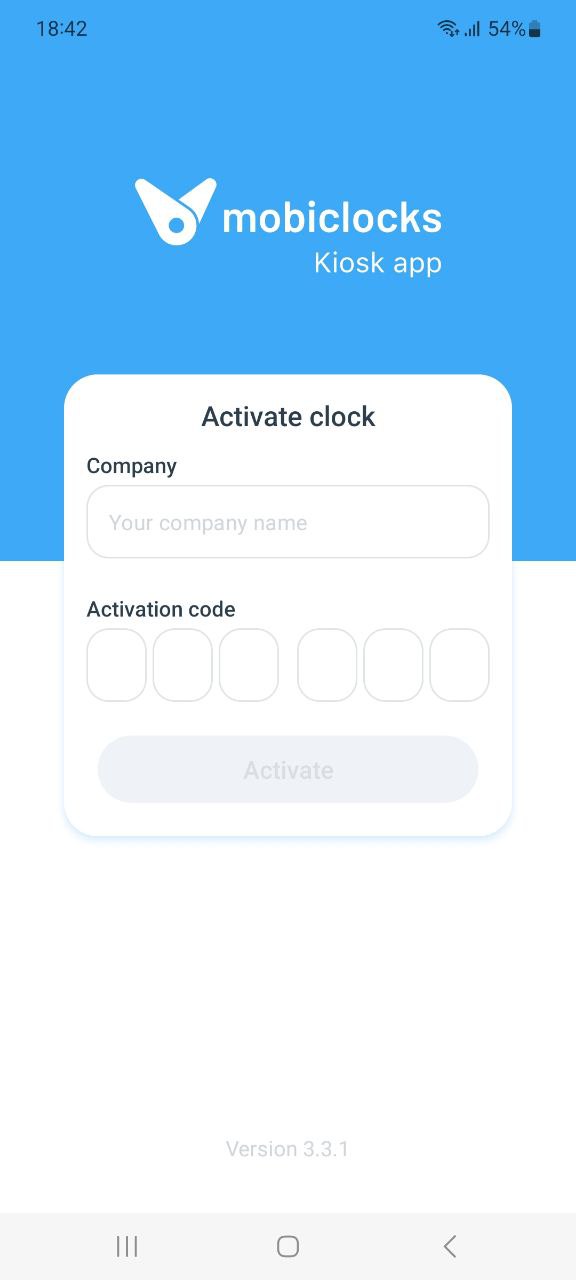 Kiosk App authentication screen