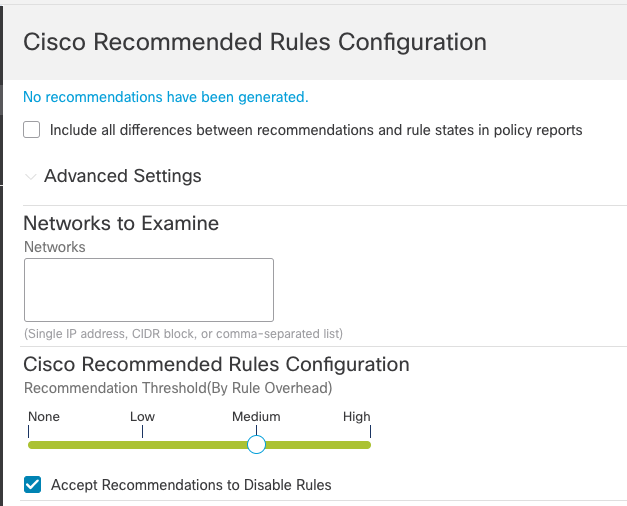 **Figure 6:** Cisco Recommended Rules Configuration