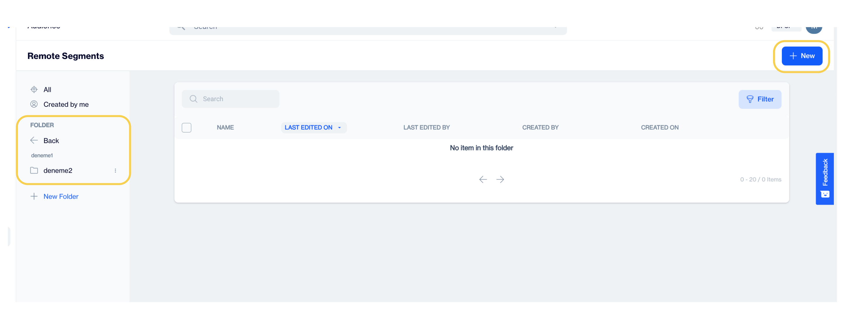 Folder list structure in Remote Segments