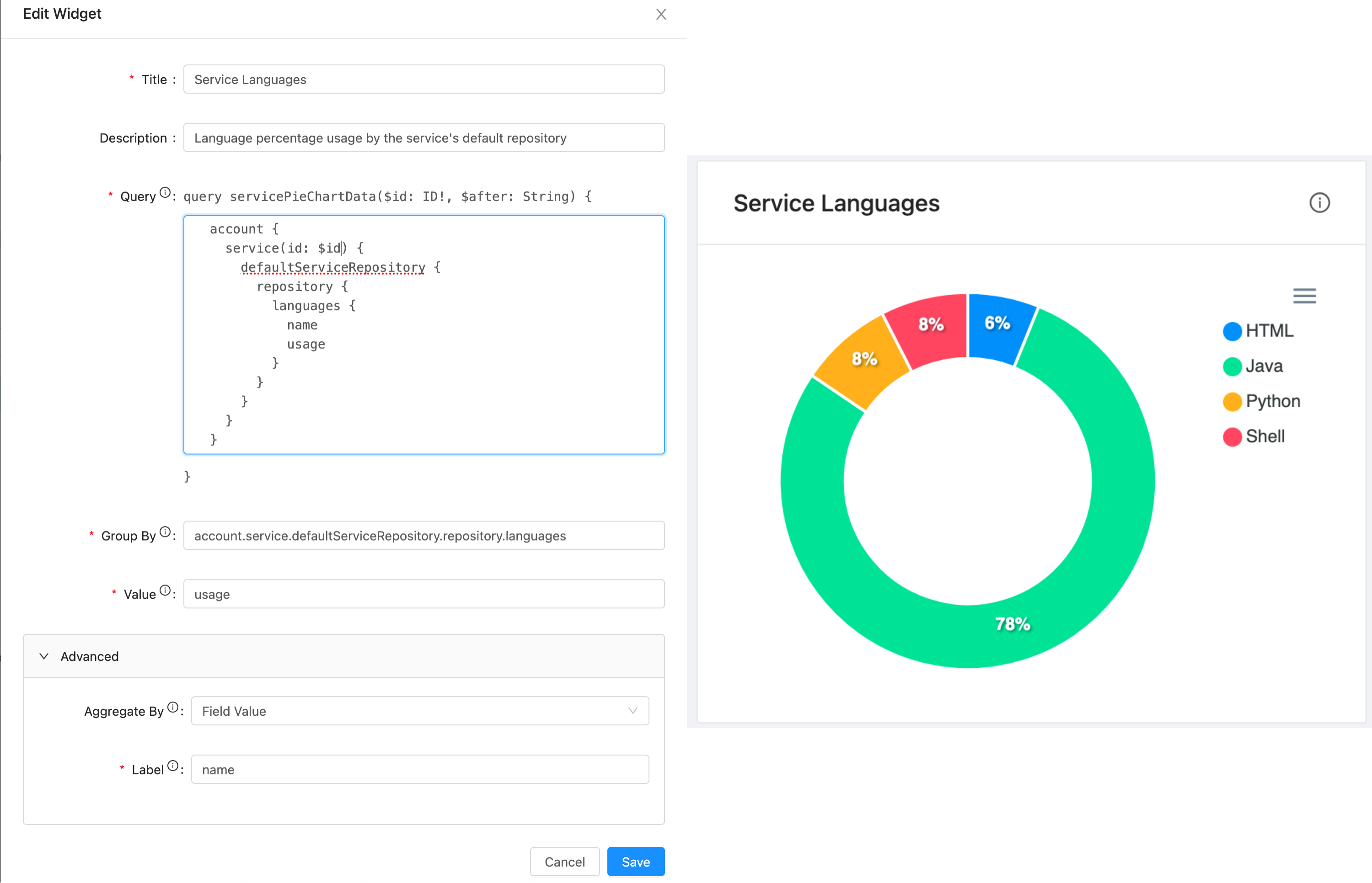 Languages with Field Value aggregation